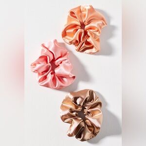 Anthropologie Large Satin Scrunchie Set of 3 - NWT - Pink